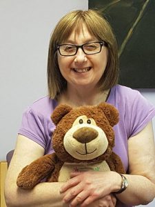 Gillian and Tag the Bear, from Supported Holidays for the disabled, are best friends
